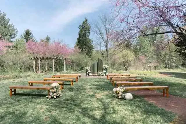 Bowman's Hill Wildflower Preserve — outdoor ceremony chairs among trees