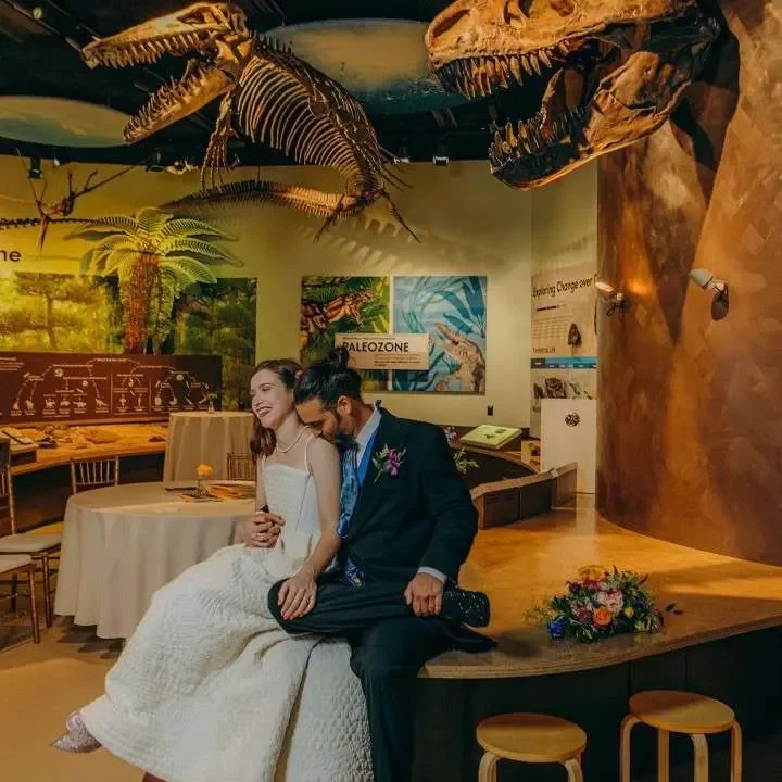 Delaware Museum of Nature and Science — couple beside dinosaur exhibits