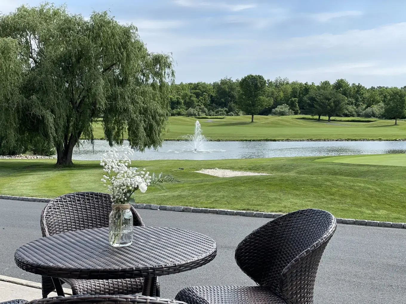 Mercer Oaks — terrace overlooking the lake