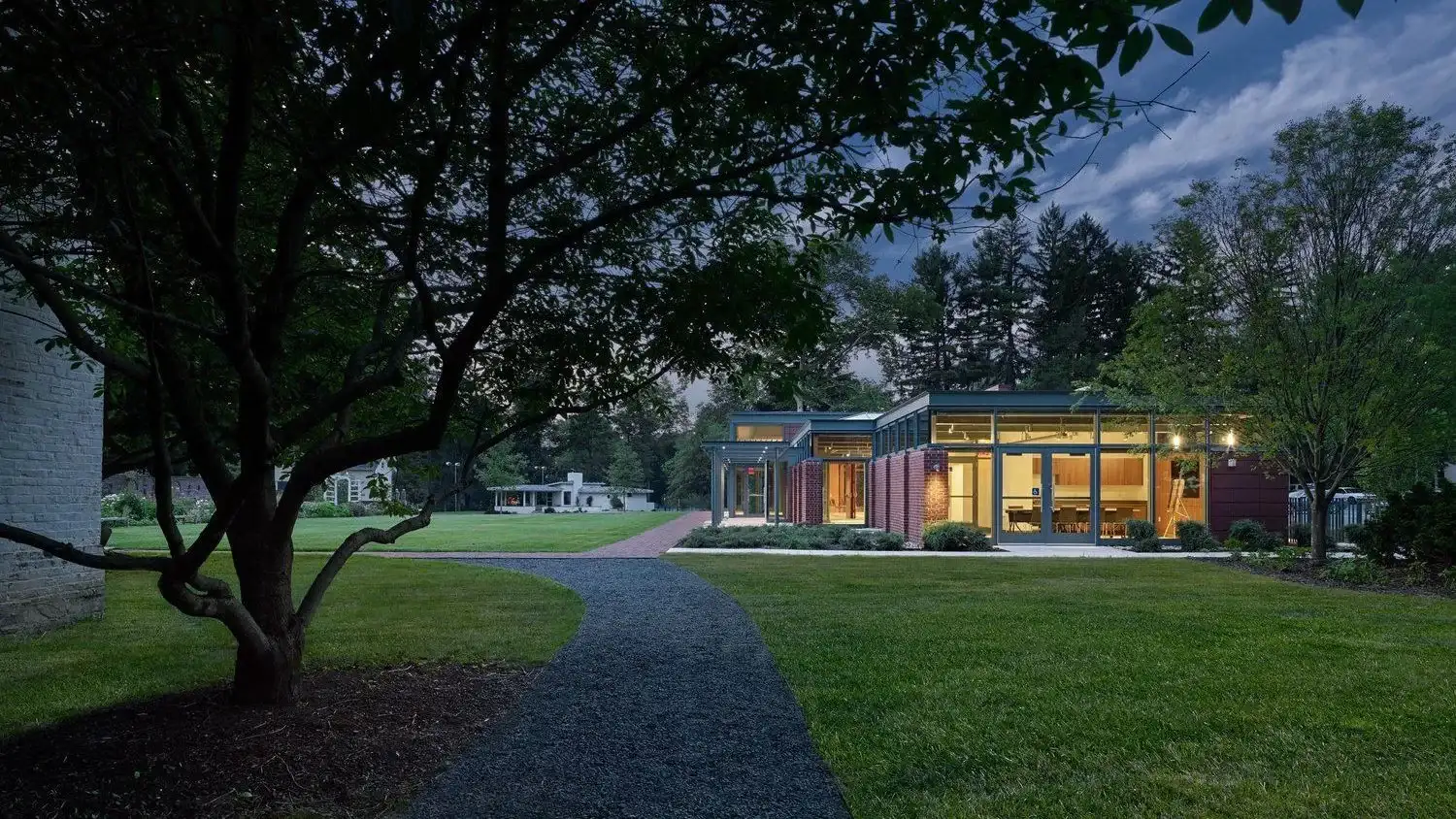 Morven Museum & Garden — garden path and event building