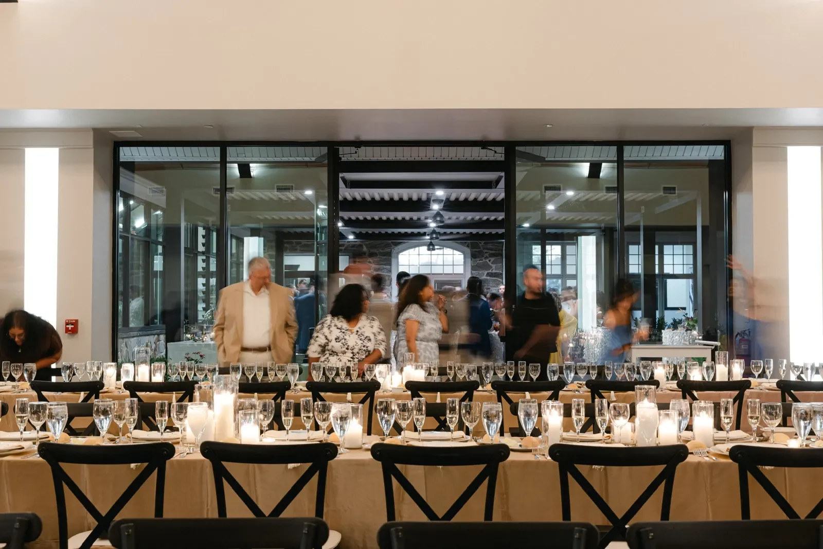 The Legacy Club at Woodcrest — reception tables by the atrium