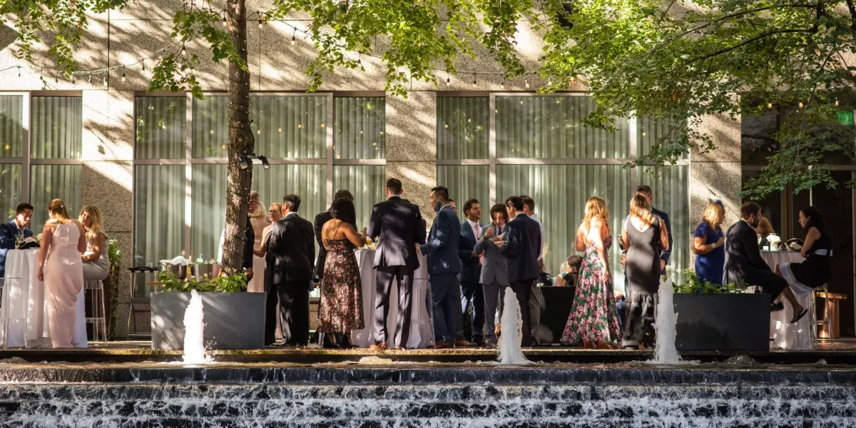 The Logan Hotel — wedding party in the courtyard