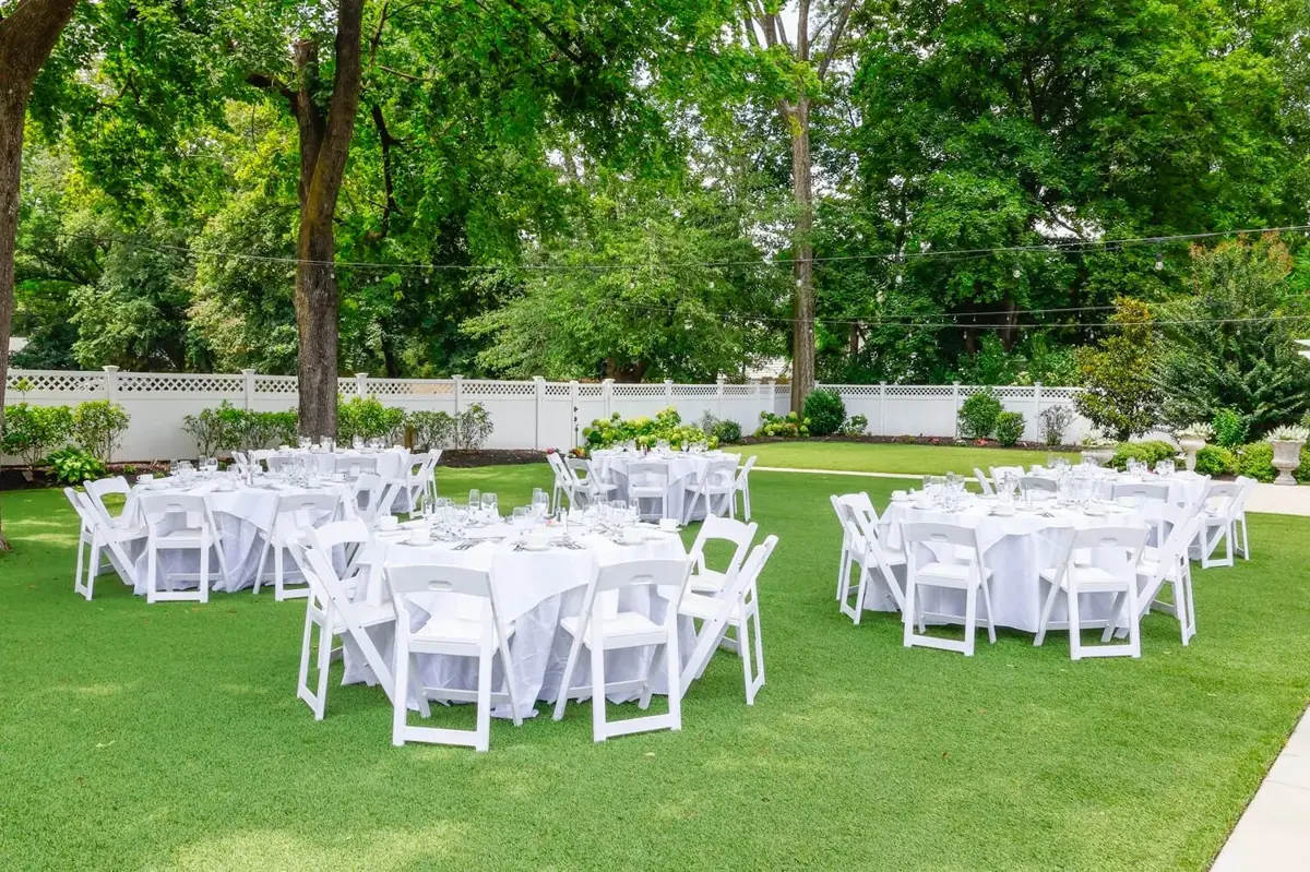 Washington Crossing Inn — garden ceremony chairs