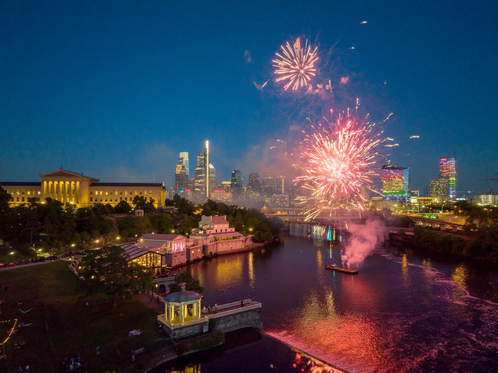 Fairmount Water Works — riverside venue at night